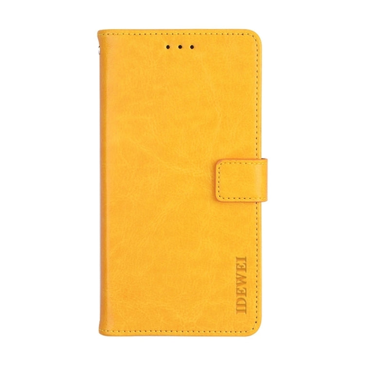For iPhone 15 Plus idewei Crazy Horse Texture Leather Phone Case with Holder(Yellow) - HoMEdemic™ 
