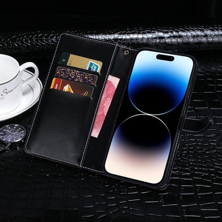 For iPhone 15 Plus idewei Crocodile Texture Leather Phone Case(Dark Blue) - HoMEdemic™ 