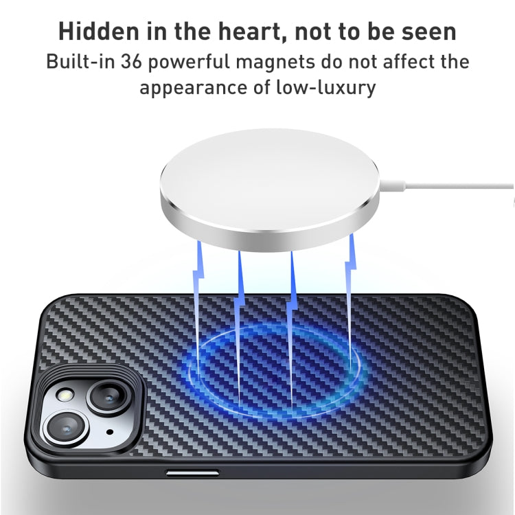 For iPhone 15 Plus wlons Magsafe Carbon Fiber Kevlar TPU Phone Case(Black) - HoMEdemic™ 