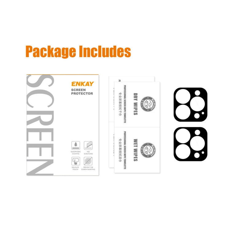 For iPhone 15 Pro / 15 Pro Max 2pcs ENKAY Hat-Prince 9H Rear Camera Lens Tempered Glass Film - HoMEdemic™ 