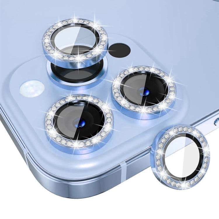 For iPhone 15 Pro / 15 Pro Max ENKAY AR Anti-reflection Individual Diamond Ring Camera Lens Glass Full Film(Sierra Blue) - HoMEdemic™ 