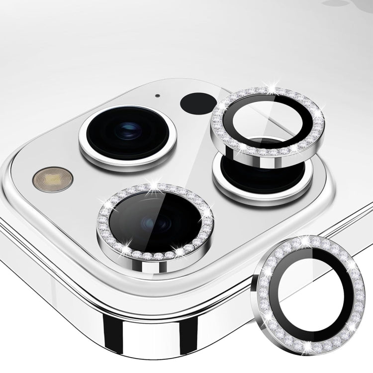 For iPhone 15 Pro / 15 Pro Max ENKAY AR Anti-reflection Individual Diamond Ring Camera Lens Glass Full Film(Silver) - HoMEdemic™ 