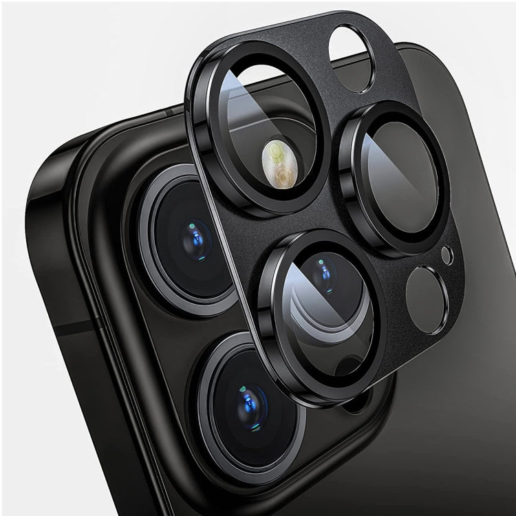 For iPhone 15 Pro / 15 Pro Max ENKAY Anti-reflection Camera Lens Aluminium Alloy Tempered Glass Film(Black) - HoMEdemic™ 