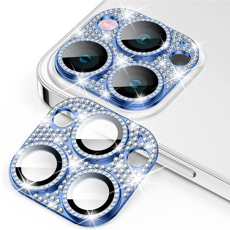 For iPhone 15 Pro / 15 Pro Max ENKAY Hat-Prince Blink Diamond Camera Lens Aluminium Alloy + Tempered Glass Full Coverage Protector(Dark Blue) - HoMEdemic™ 