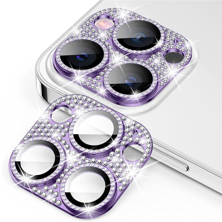 For iPhone 15 Pro / 15 Pro Max ENKAY Hat-Prince Blink Diamond Camera Lens Aluminium Alloy + Tempered Glass Full Coverage Protector(Dark Purple) - HoMEdemic™ 