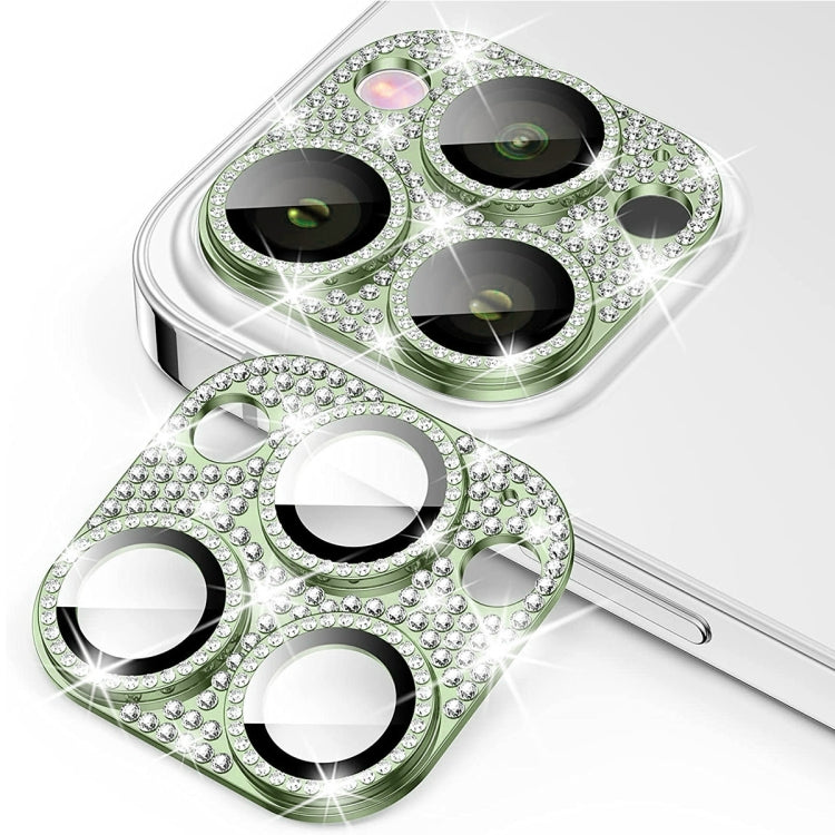 For iPhone 15 Pro / 15 Pro Max ENKAY Hat-Prince Blink Diamond Camera Lens Aluminium Alloy + Tempered Glass Full Coverage Protector(Green) - HoMEdemic™ 