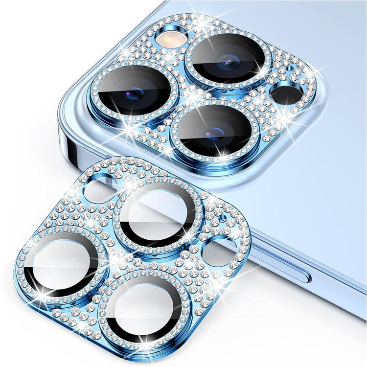 For iPhone 15 Pro / 15 Pro Max ENKAY Hat-Prince Blink Diamond Camera Lens Aluminium Alloy + Tempered Glass Full Coverage Protector(Sierra Blue) - HoMEdemic™ 