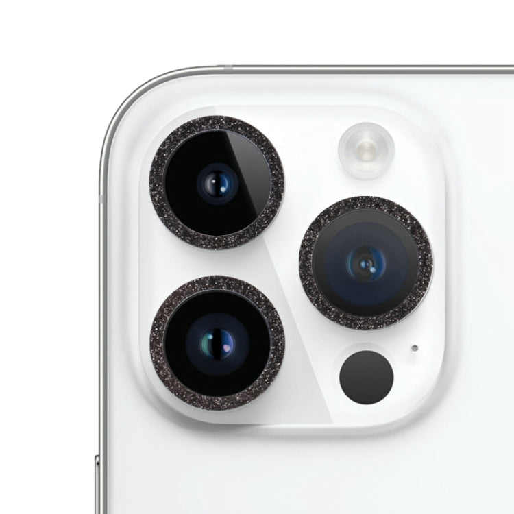 For iPhone 15 Pro / 15 Pro Max Glitter Ring Tempered Glass Camera Lens Film(Black) - HoMEdemic™ 