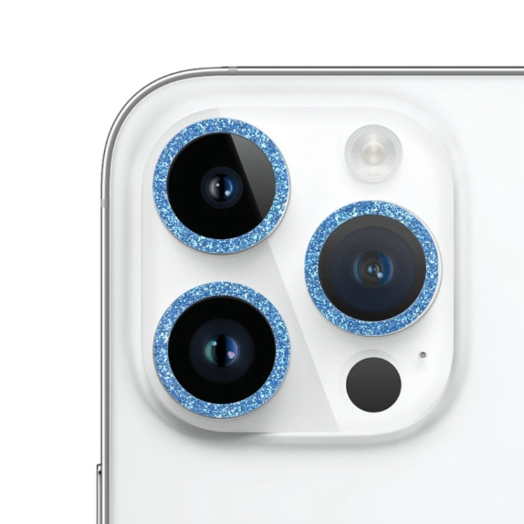 For iPhone 15 Pro / 15 Pro Max Glitter Ring Tempered Glass Camera Lens Film(Blue) - HoMEdemic™ 