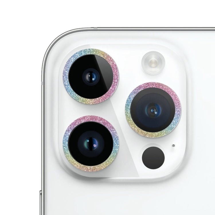 For iPhone 15 Pro / 15 Pro Max Glitter Ring Tempered Glass Camera Lens Film(Colorful) - HoMEdemic™ 