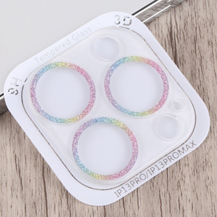 For iPhone 15 Pro / 15 Pro Max Glitter Ring Tempered Glass Camera Lens Film(Colorful) - HoMEdemic™ 