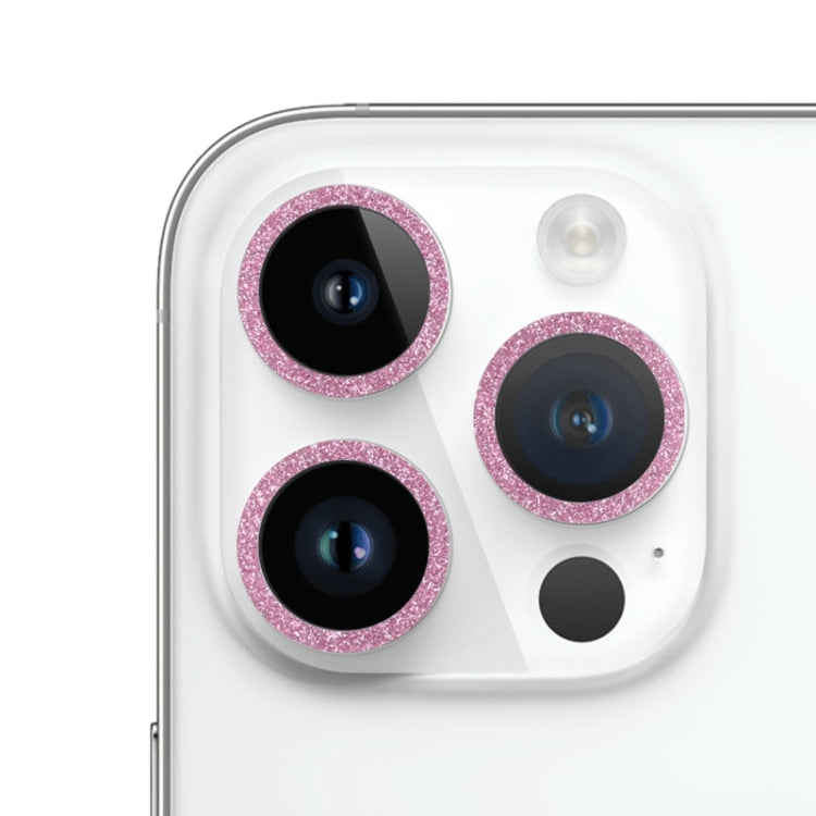 For iPhone 15 Pro / 15 Pro Max Glitter Ring Tempered Glass Camera Lens Film(Pink) - HoMEdemic™ 
