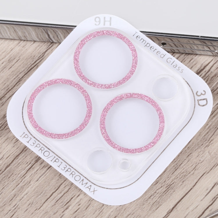 For iPhone 15 Pro / 15 Pro Max Glitter Ring Tempered Glass Camera Lens Film(Pink) - HoMEdemic™ 