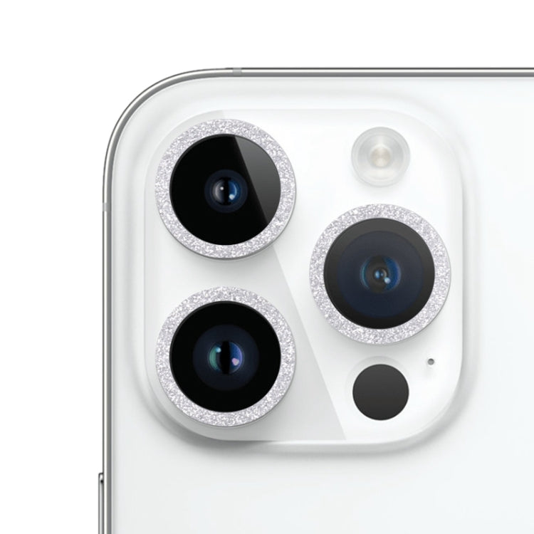 For iPhone 15 Pro / 15 Pro Max Glitter Ring Tempered Glass Camera Lens Film(Silver) - HoMEdemic™ 