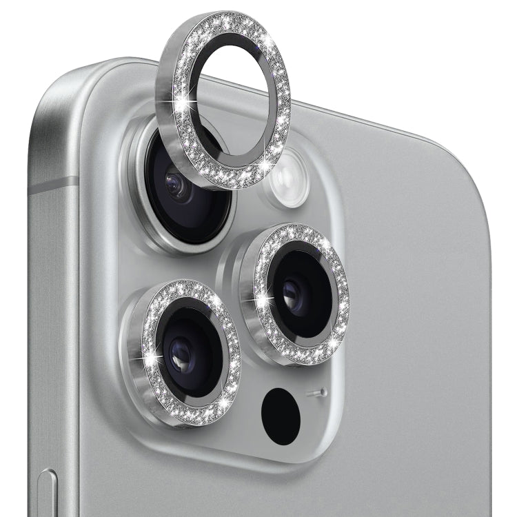 For iPhone 15 Pro / 15 Pro Max NORTHJO Camera Lens Protector Tempered Glass Bling Glitter Metal Ring Film(Gray) - HoMEdemic™ 