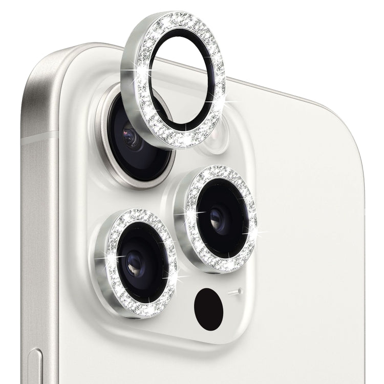 For iPhone 15 Pro / 15 Pro Max NORTHJO Camera Lens Protector Tempered Glass Bling Glitter Metal Ring Film(Silver) - HoMEdemic™ 
