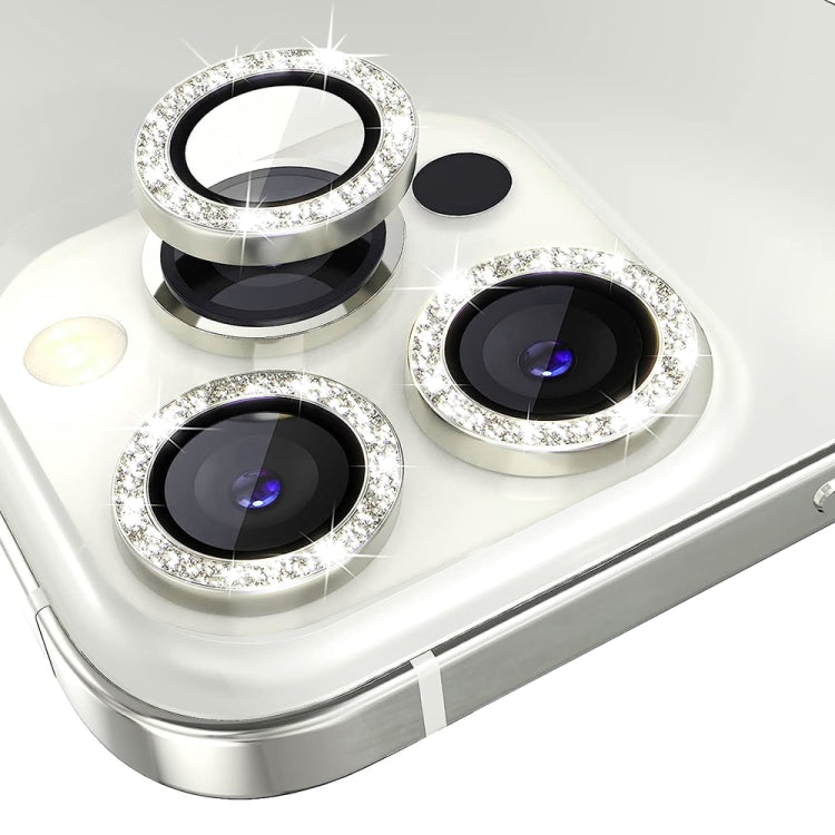 For iPhone 15 Pro / 15 Pro Max NORTHJO Camera Lens Protector Tempered Glass Bling Glitter Metal Ring Film(Silver) - HoMEdemic™ 