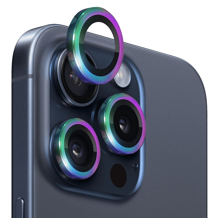 For iPhone 15 Pro / 15 Pro Max NORTHJO Camera Lens Protector Tempered Glass CD Vein Metal Ring Film(Colorful) - HoMEdemic™ 