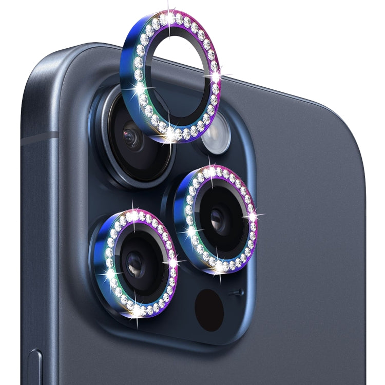 For iPhone 15 Pro / 15 Pro Max NORTHJO Camera Lens Protector Tempered Glass Metal Rhinestone Ring Film(Colorful) - HoMEdemic™ 