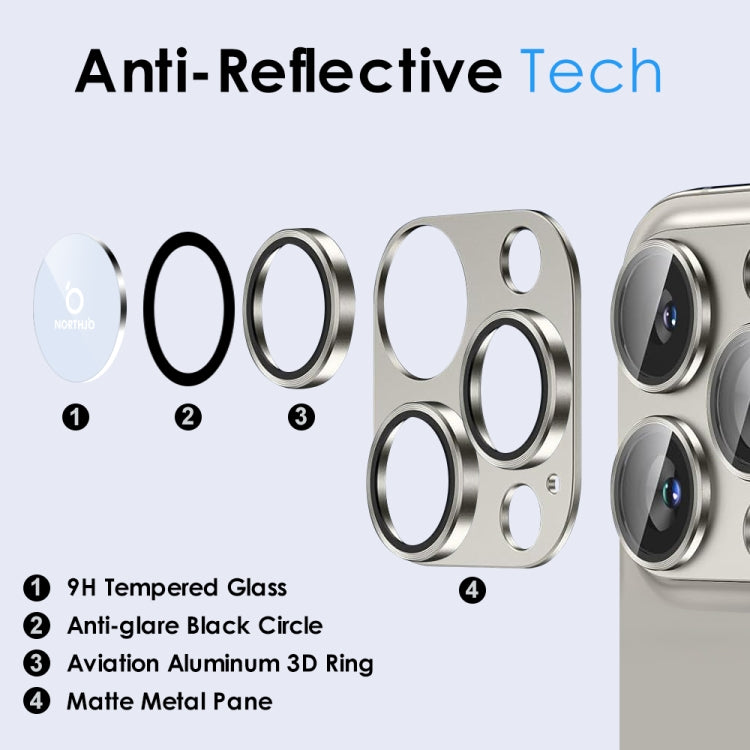 For iPhone 15 Pro / 15 Pro Max NORTHJO Matte Camera Lens Protector Tempered Glass Rear Lens Film(Grey) - HoMEdemic™ 