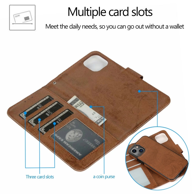 For iPhone 15 Pro 2 in 1 Detachable Phone Leather Case(Brown) - HoMEdemic™ 