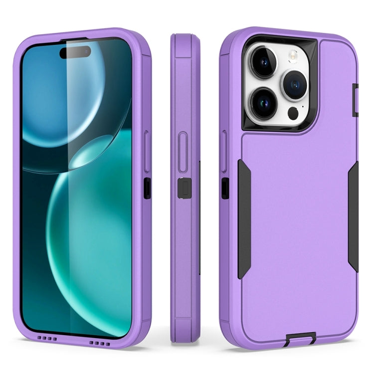 For iPhone 15 Pro 2 in 1 PC Hybrid TPU Phone Case(Purple+Black) - HoMEdemic™ 