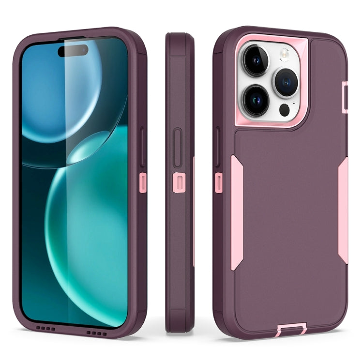 For iPhone 15 Pro 2 in 1 PC Hybrid TPU Phone Case(Purple Red+Pink) - HoMEdemic™ 