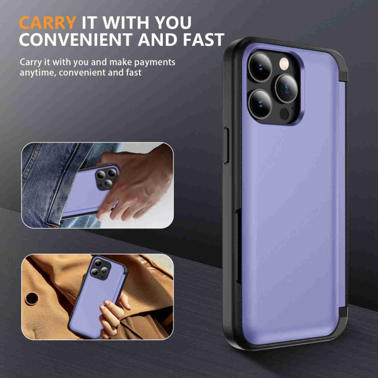 For iPhone 15 Pro 3 in 1 Flip Holder Phone Case(Light Purple) - HoMEdemic™ 