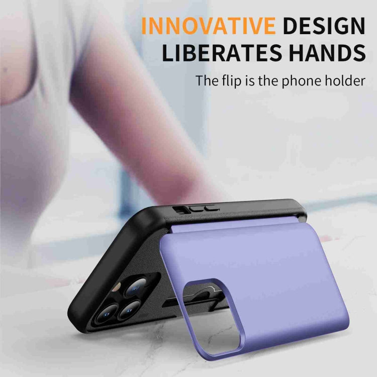 For iPhone 15 Pro 3 in 1 Flip Holder Phone Case(Light Purple) - HoMEdemic™ 
