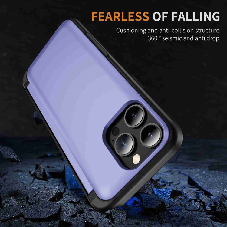 For iPhone 15 Pro 3 in 1 Flip Holder Phone Case(Light Purple) - HoMEdemic™ 