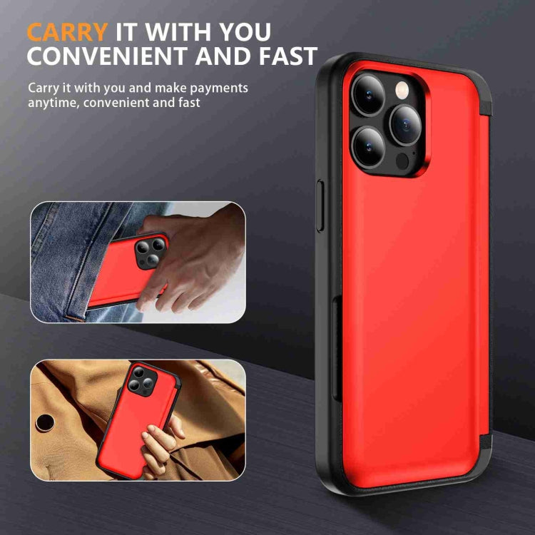 For iPhone 15 Pro 3 in 1 Flip Holder Phone Case(Red) - HoMEdemic™ 