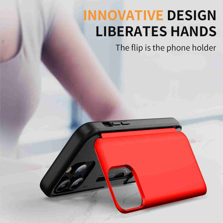 For iPhone 15 Pro 3 in 1 Flip Holder Phone Case(Red) - HoMEdemic™ 