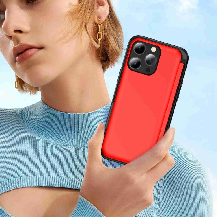 For iPhone 15 Pro 3 in 1 Flip Holder Phone Case(Red) - HoMEdemic™ 