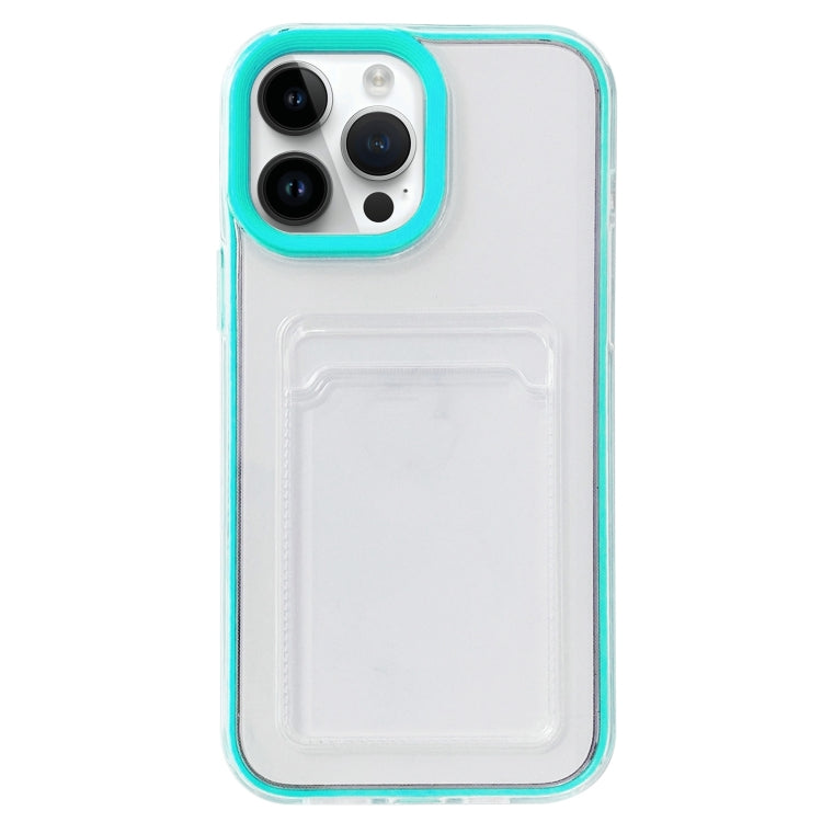 For iPhone 15 Pro 360 Clear PC Hybrid  TPU Phone Case with Card Slot(Blue) - HoMEdemic™ 