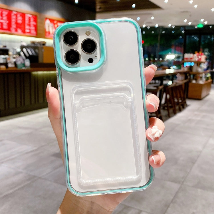 For iPhone 15 Pro 360 Clear PC Hybrid  TPU Phone Case with Card Slot(Blue) - HoMEdemic™ 