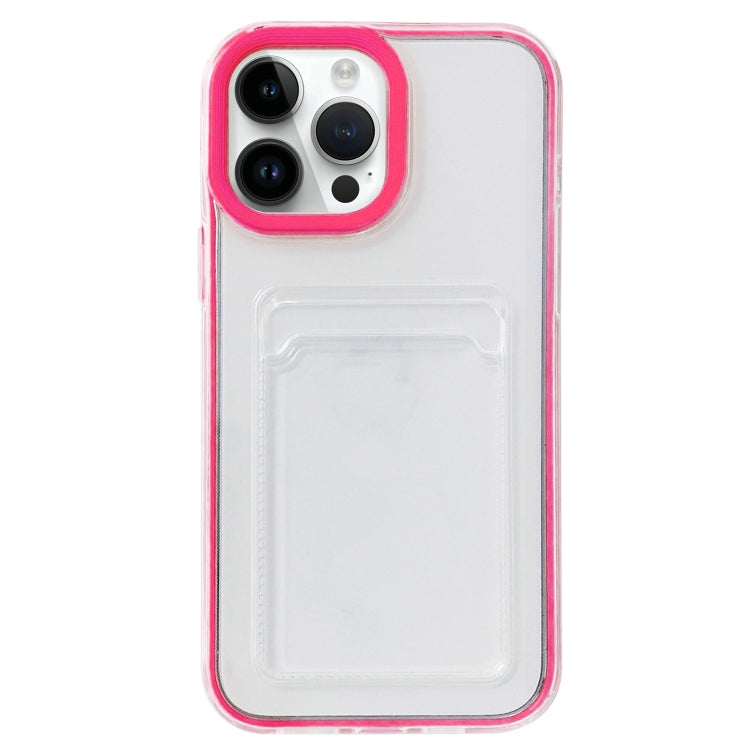 For iPhone 15 Pro 360 Clear PC Hybrid  TPU Phone Case with Card Slot(Rose Red) - HoMEdemic™ 
