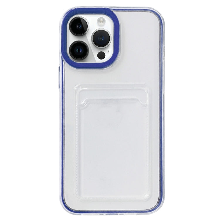 For iPhone 15 Pro 360 Clear PC Hybrid  TPU Phone Case with Card Slot(Royal Blue) - HoMEdemic™ 