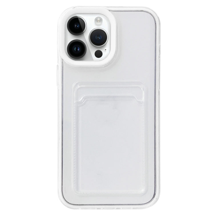 For iPhone 15 Pro 360 Clear PC Hybrid  TPU Phone Case with Card Slot(White) - HoMEdemic™ 