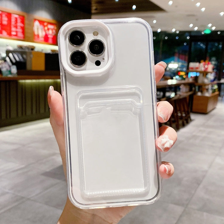 For iPhone 15 Pro 360 Clear PC Hybrid  TPU Phone Case with Card Slot(White) - HoMEdemic™ 