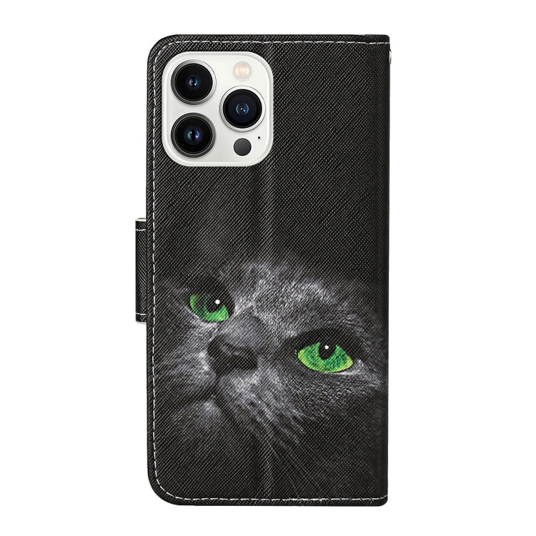 For iPhone 15 Pro 3D Colored Drawing Flip Leather Phone Case(Black Cat) - HoMEdemic™ 