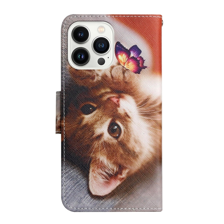 For iPhone 15 Pro 3D Colored Drawing Flip Leather Phone Case(Butterfly Cat) - HoMEdemic™ 