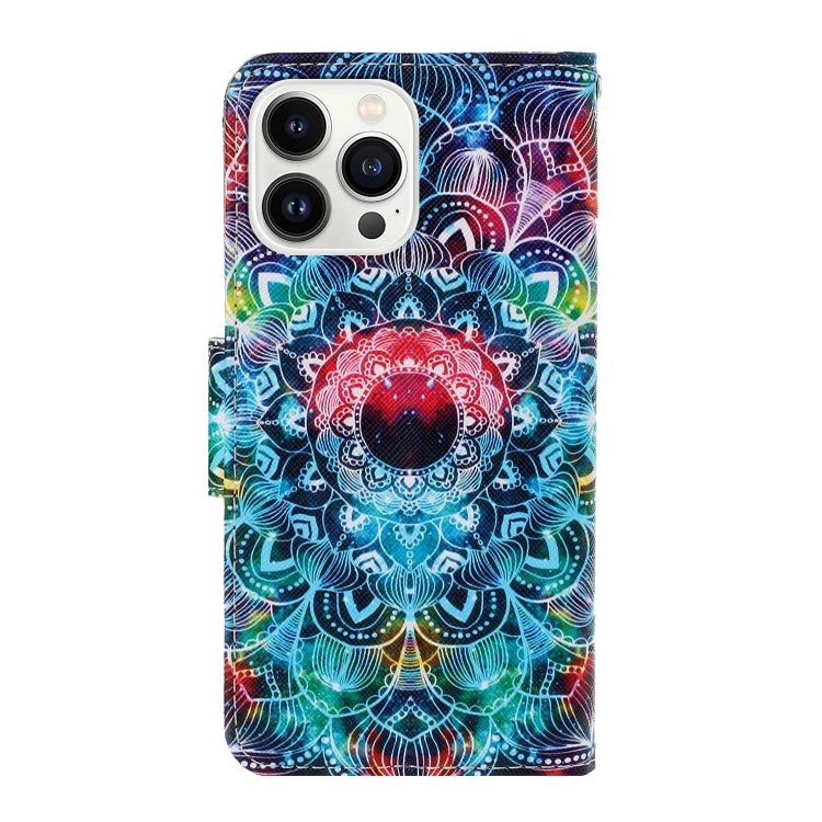 For iPhone 15 Pro 3D Colored Drawing Flip Leather Phone Case(Mandala) - HoMEdemic™ 