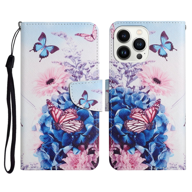 For iPhone 15 Pro 3D Colored Drawing Flip Leather Phone Case(Purple butterfly) - HoMEdemic™ 