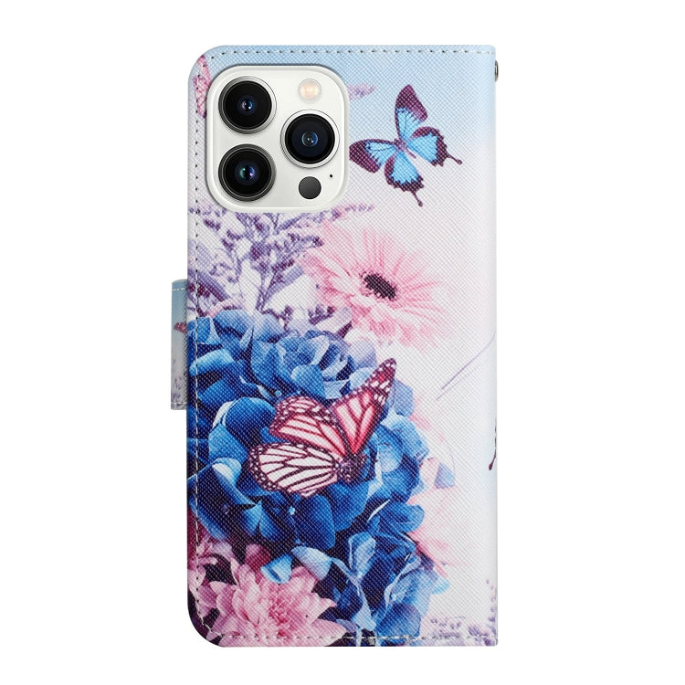 For iPhone 15 Pro 3D Colored Drawing Flip Leather Phone Case(Purple butterfly) - HoMEdemic™ 