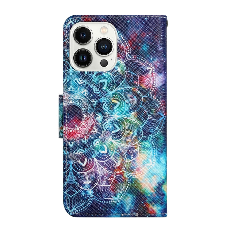 For iPhone 15 Pro 3D Colored Drawing Flip Leather Phone Case(Star Mandala) - HoMEdemic™ 