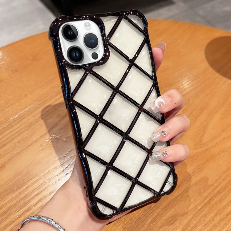 For iPhone 15 Pro 3D Diamond Lattice Laser Engraving Phone Case(Black) - HoMEdemic™ 