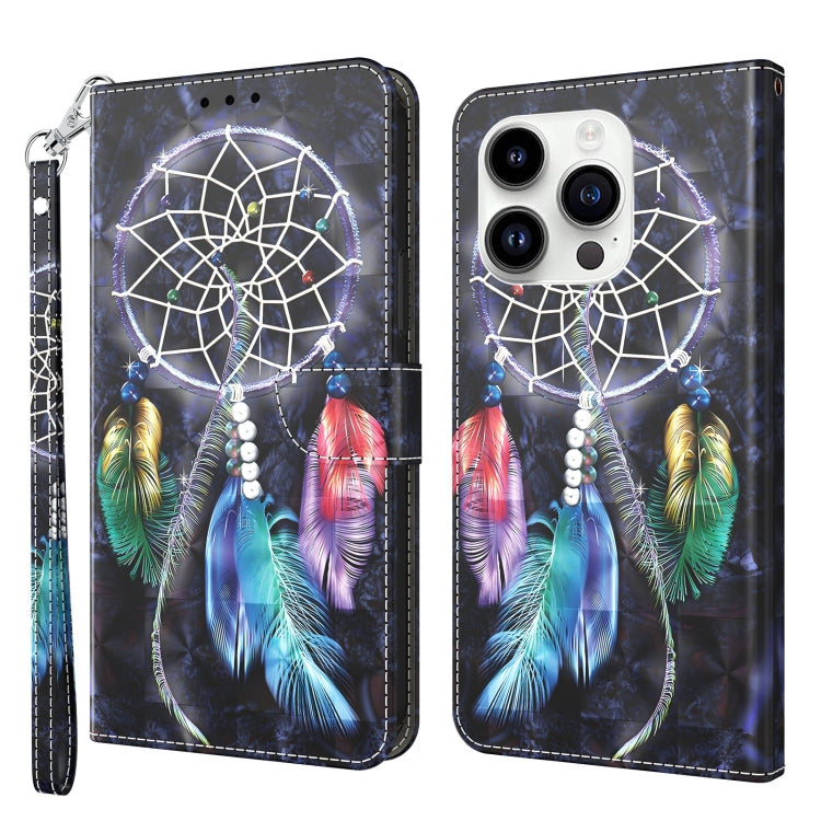For iPhone 15 Pro 3D Painted Leather Phone Case(Colorful Dreamcatcher) - HoMEdemic™ 