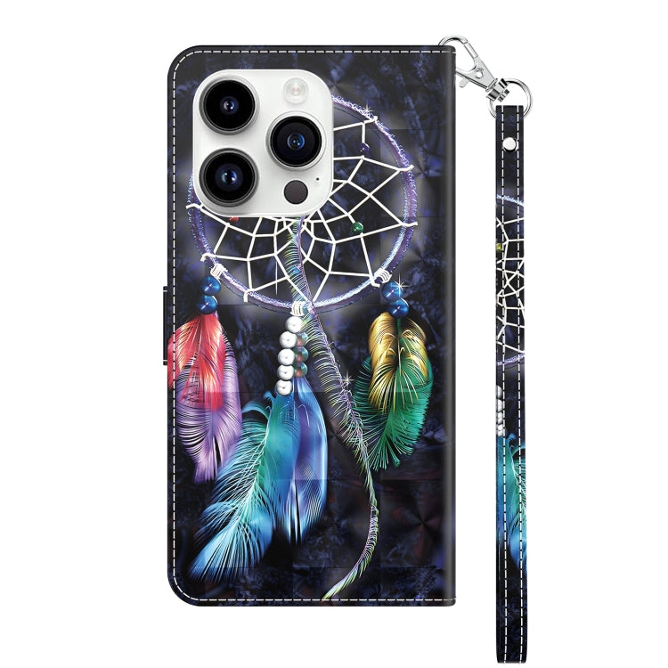 For iPhone 15 Pro 3D Painted Leather Phone Case(Colorful Dreamcatcher) - HoMEdemic™ 