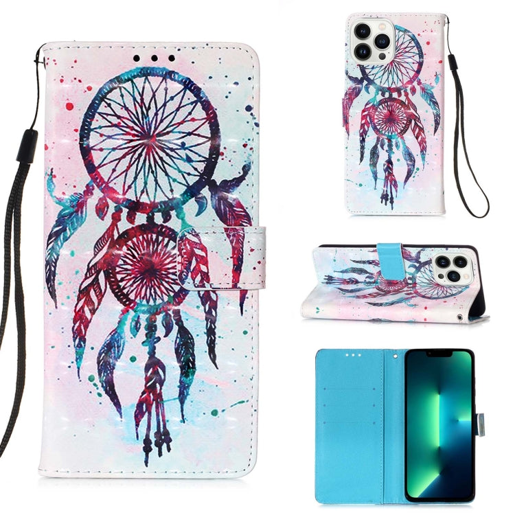For iPhone 15 Pro 3D Painting Horizontal Flip Leather Phone Case(Color Drop Wind Chimes) - HoMEdemic™ 