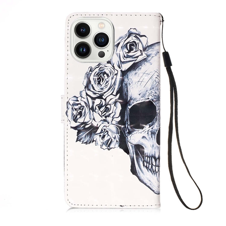 For iPhone 15 Pro 3D Painting Horizontal Flip Leather Phone Case(Skull) - HoMEdemic™ 